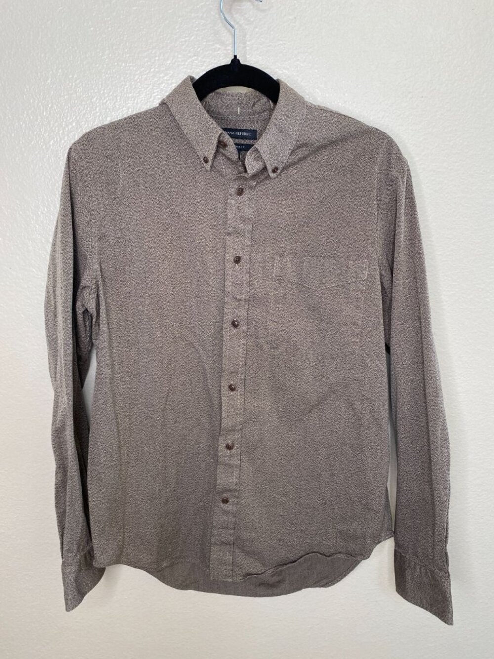 Banana Republic Mens Standard Fit Long Sleeve Button-Down Shirt M Brown Cotton